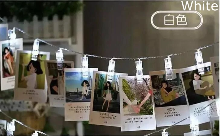Белый Светодиодный держатель для фото 1,5 м, 2 м, 4 м, светодиодный фонарик для рождества, Нового года, вечерние, свадебные, для украшения дома, сказочные огни, батарейка АА - Испускаемый цвет: Белый