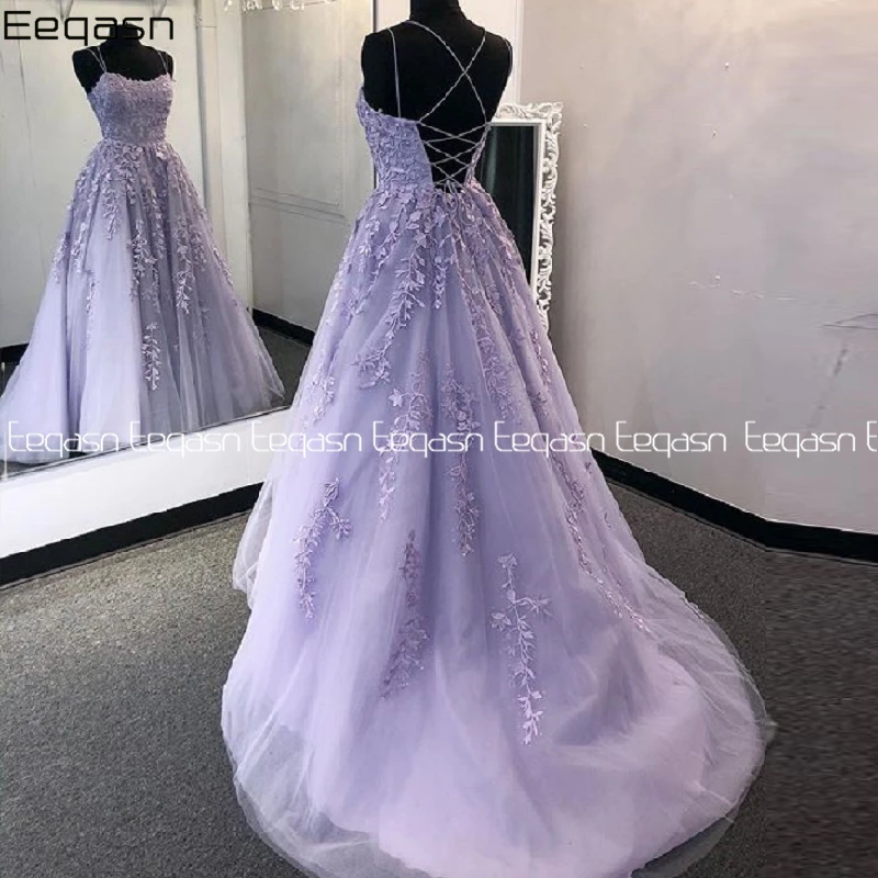 Eeqasn Lilac Lace Prom Dresses ...