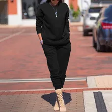 Женские спортивные костюмы, спортивный костюм, комплект из двух предметов, женский осенне-зимний однотонный Повседневный стрейчевый спортивный костюм, топ и штаны# g4