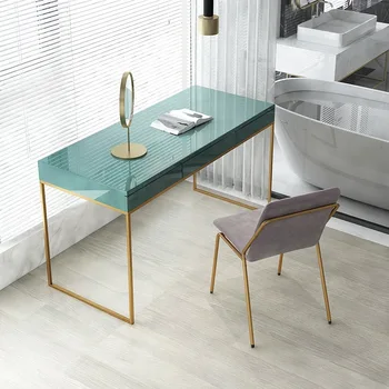 

Ins Girls Bedroom Dressing Table and Chairs Creative Dressing Table Three-Piece Set Home Dressers Multifunctional Dressing