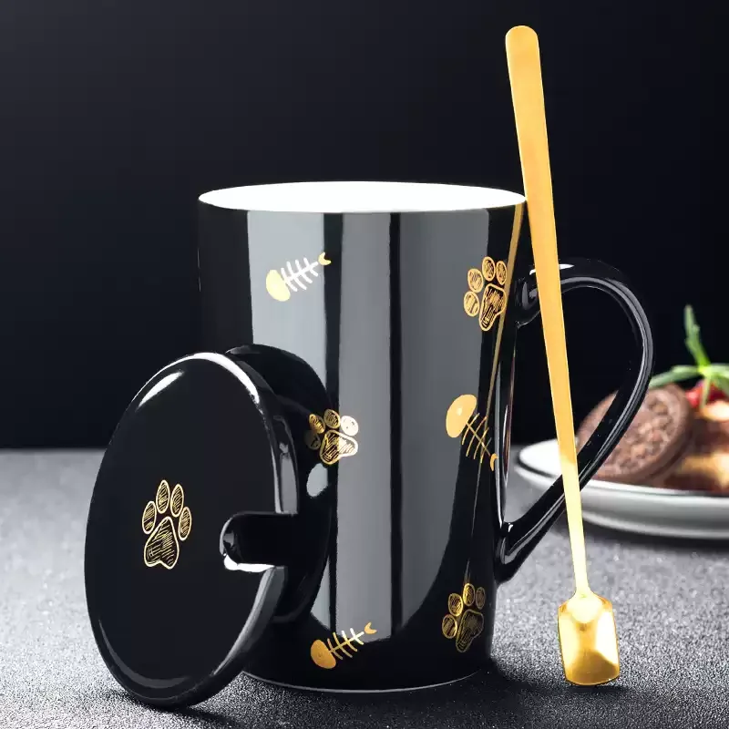 Милые кошки керамика кружки с ложкой крышкой кофе кружка молоко чай офисные чашки Посуда для напитков лучший подарок на день рождения