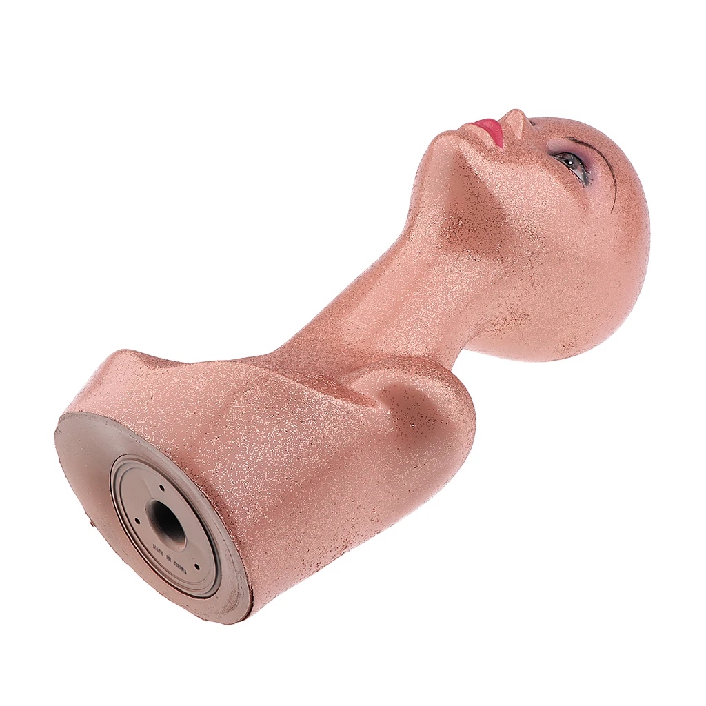 Glitter Mannequin PVC Manikin Head Realistic Mannequin Head Bust Wig Head Stand for Wigs Jewelry Display Making Styling