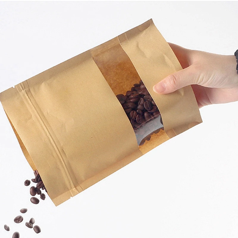 50Pcs Bakery Bags Clear Window Paper Bag Sealing Grease Proof Kraft for Food Snacks Cookie | Дом и сад