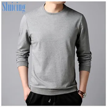 

2020 men's winter new plush thickened t-shirt t-shirt round neck youth men's bottom coat warm men's wear