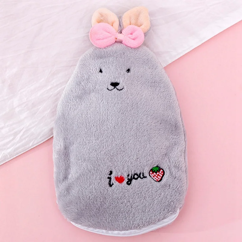 Мультяшный кролик взрывозащищенный плюшевый тканевый чехол для грелки, теплая сумка для воды, съемный моющийся чехол для грелки
