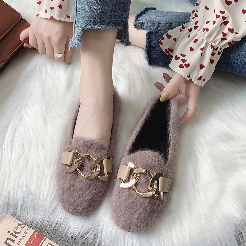 

Shoes Woman Comfortable And Elegant Round Toe 2019 Fashion Women's All-Match Flats Autumn Loafers Fur Casual Female Sneakers