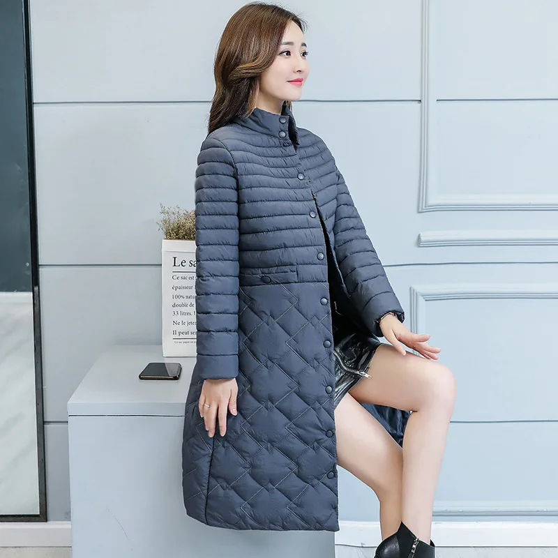 buttoned casual quilted coat
