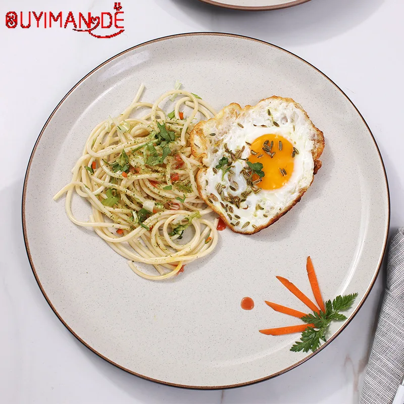 

Fashionable Ceramic Reaction Glaze Hand-painted Tableware Hotel Restaurant Printing Plate Simple Creative Tableware Ceramics