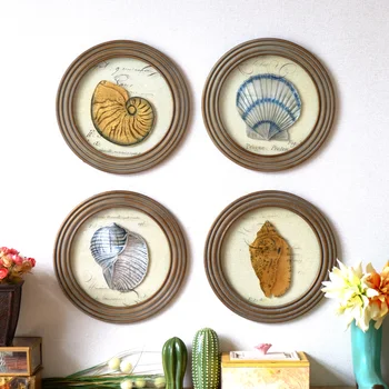 

Mediterranean Marine Series Round 40Cm Entrance Living Room Cafe Restaurant Background Wall Hanging Retro Decorative Painting