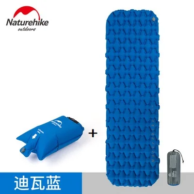 Naturehike colchon inflable camping mat bed inflatable air mattress sleeping pad nature hike 1 man, 2 double person - Цвет: A with air bag