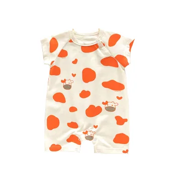 

Newborn Cute Cow Print Romper Summer Baby Short-Sleeved Wear