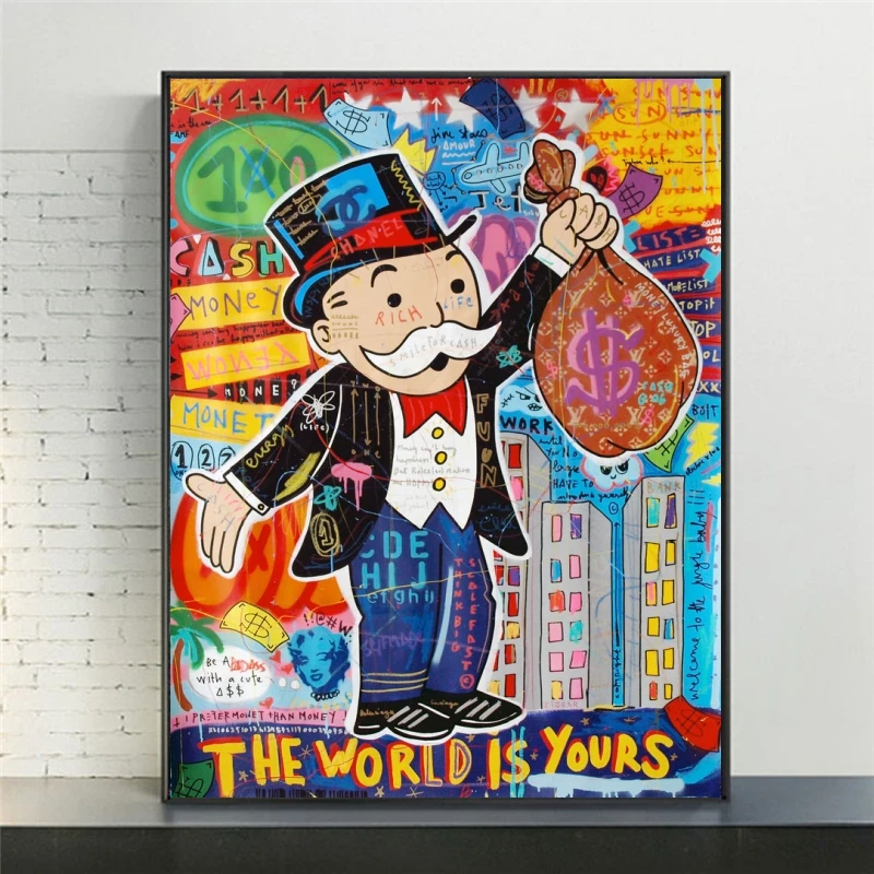 Большой размер 160x200 см Алек Монополия холст Плакаты и принты THE WORLD IS YOURS настенные картины Современные