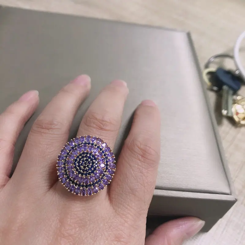 

Bilincolor Fashion Big Round Purple Open Wedding Ring for Women