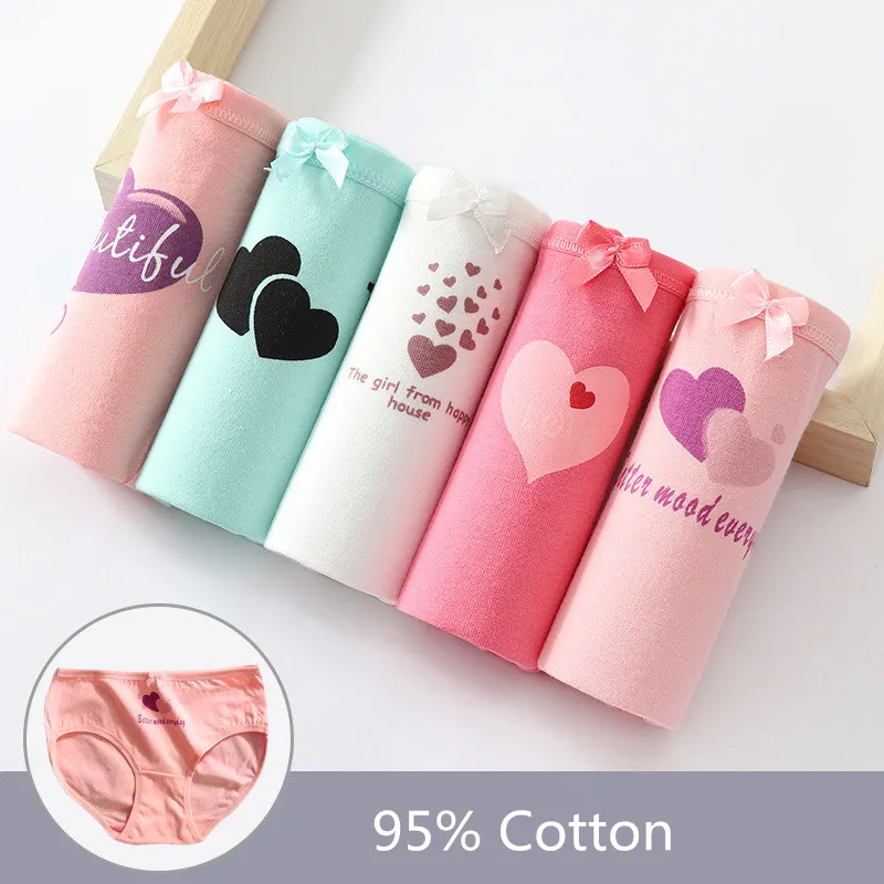 

Women's Pink Panties 5Pcs/Set Cotton Solid Color Girl Briefs Sexy Lingerie Female Underwear Ladies Underpants Women New