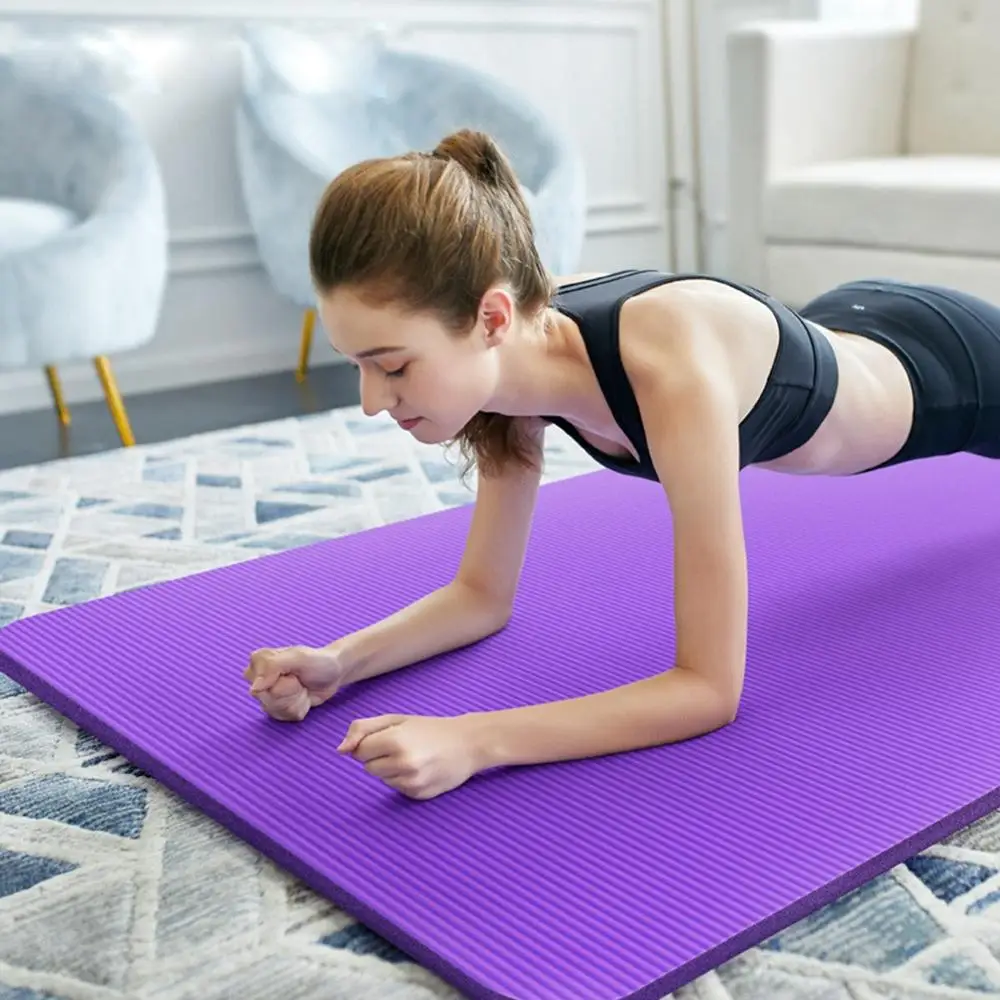US $20.99 18561cm 10mm NBR Extra Thick Length Nonslip Yoga Mat For Beginner Massager Cushion Pilates Gym Exercise Pads Fitness Gym Mats