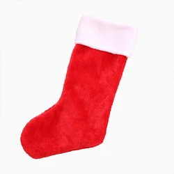 42cm Christmas Stockings White Plush Cuff Hanging Socks Personalized Gift Bag Stocking Decorations Season Fireplace Decor