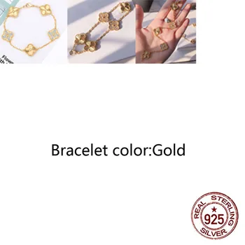 

S925 sterling silver bracelet simple personality fashion style with diamond in the middle 5 flower four leaf clover shape gift
