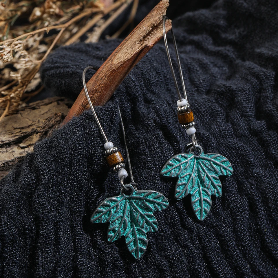 Vintage Ethnic Long Metal Leaf Big Drop Earrings for Women 2019 Bohemian Geometric Tassel Fringe Stones Women's Earring Jewelry (28)