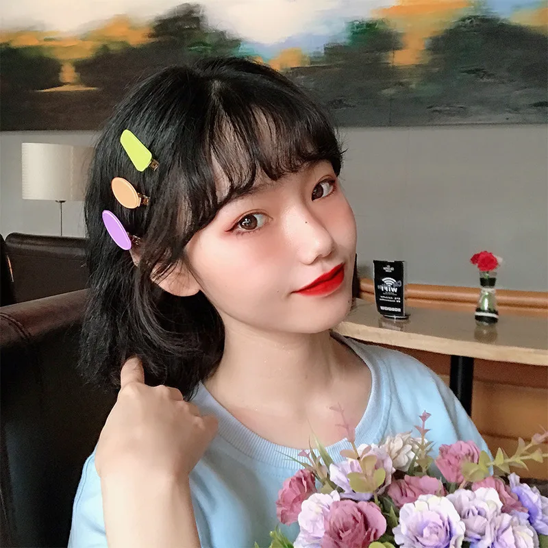 

M MISM Acrylic Hairpins 1pc Colorful Hair Clips For Women/Girls Geometric Barrettes Hair Accessories Korean Design Fashion
