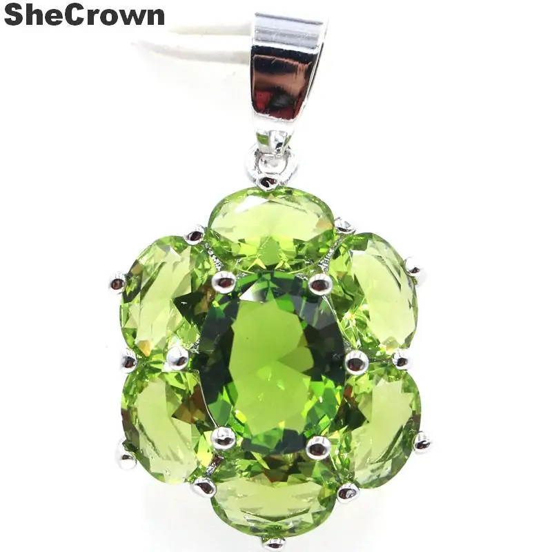 27x17 мм роскошный женский кулон из серебра 925 пробы с зеленым Перидотом|silver pendant|925