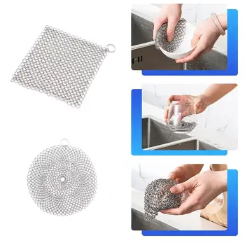 

Stainless Steel Brush Pot Net Wearable Effective Kitchen Pan For Dish Net Sink Pot Cleaning Bowl Pot Brush Washing Scrubber