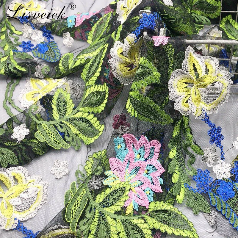 1 метр 135 см Diy Чистая Пряжа Тяжелая рабочая одежда сетчатая с вышивкой цветы кружевная ткань платье чистая ткань diy вышитые ткани французское кружево
