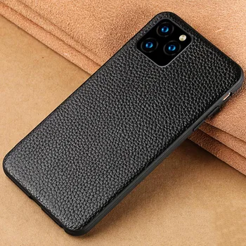 

Genuine Leather Mobile Phone case for iphone 11 11Pro 11 Pro Max X XR XS Max 6 6S 7 8 plus se 5 360 Full protective Litchi Grain