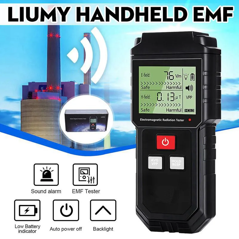 Black LIUMY ручной EMF метр и батарея электромагнитного поля излучения тестер Мини цифровой ЖК-детектор Дозиметр для компьютера телефона - Цвет: Black