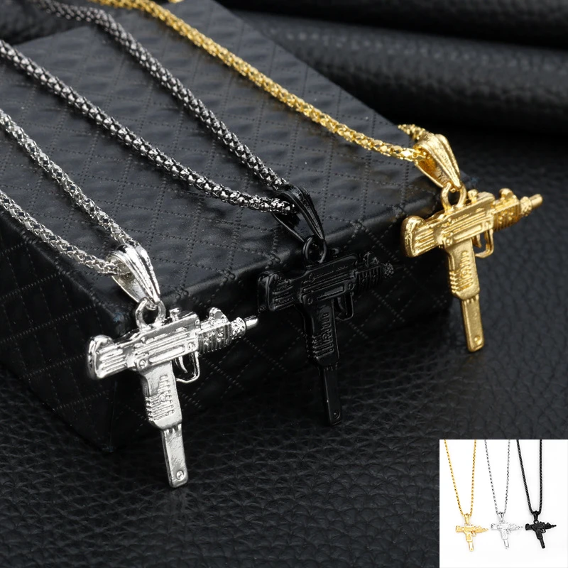 Uzi Chain Cool Gothic Hip Hop Gun Shape 