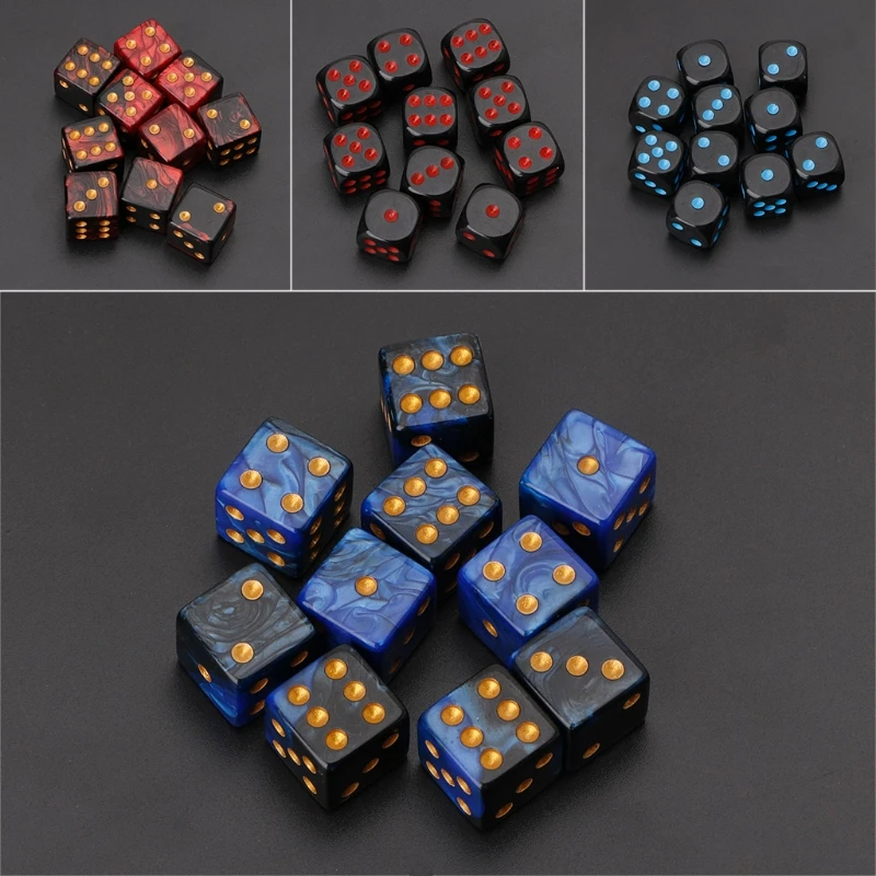

10pcs 15mm Multicolor Acrylic Cube Digital Dice D6 Beads Six Sides Portable Table Games Toy For Bar Pub Club Party Board Game
