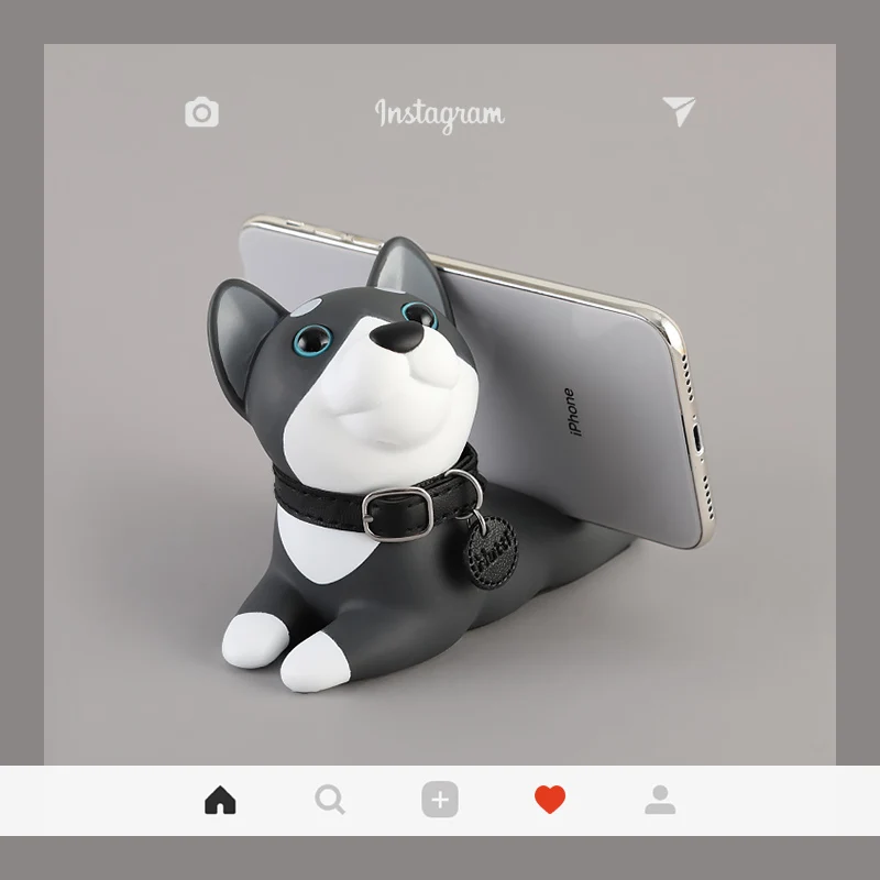 Милая подставка для телефона с рисунком собаки, кронштейн для смартфона, настольный держатель для мобильного телефона, поддержка украшения для iPhone, XiaoMi, huawei, samsung, телефона - Цвет: Черный