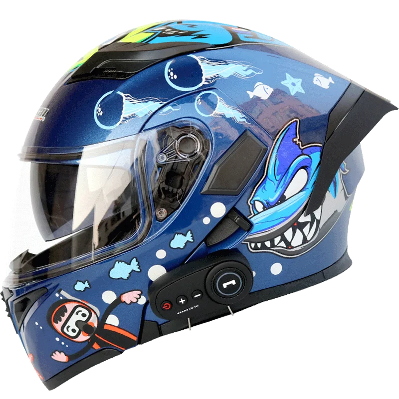 Great white shark Мотоциклетный Bluetooth шлем, раскрывающий шлем, мотоциклетный шлем с fm аккумулятор, жизнь с хвостом - Цвет: Great white shark