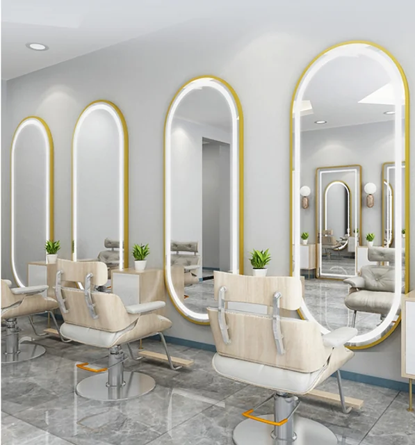 Barbiere specchio salone specchio salone speciale LED luce netto rosso a  parete semplice specchio europeo taglio di capelli - AliExpress