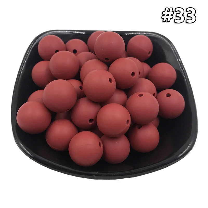 20Pcs Beads 33 20 шт. DIY силиконовые круглые бусины 9 мм Детские Прорезыватели для зубов пищевой класс Детские трофеи BPA бесплатно для детских зубов Уход за necklace ем делая игрушку - Цвет: 20Pcs Beads 33