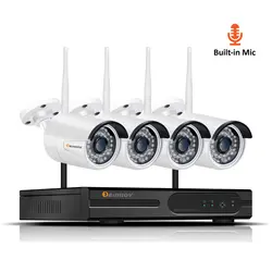 ES сток 4CH 1080P наружная камера видеонаблюдения IP Беспроводная CCTV NVR Wifi H.265 система безопасности комплект аудио запись HD P2P