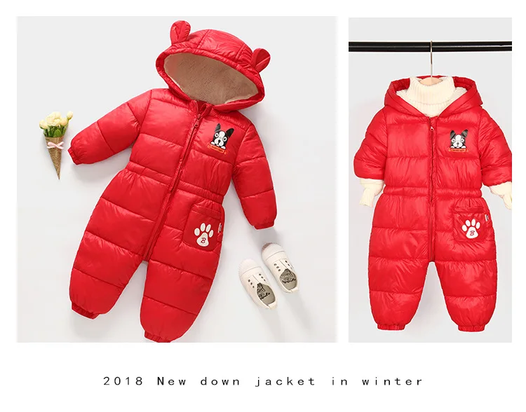 Зимняя детская верхняя одежда; одежда для малышей; комбинезоны для мальчиков и девочек; теплые бархатные утепленные комбинезоны с капюшоном для новорожденных; Одежда для новорожденных