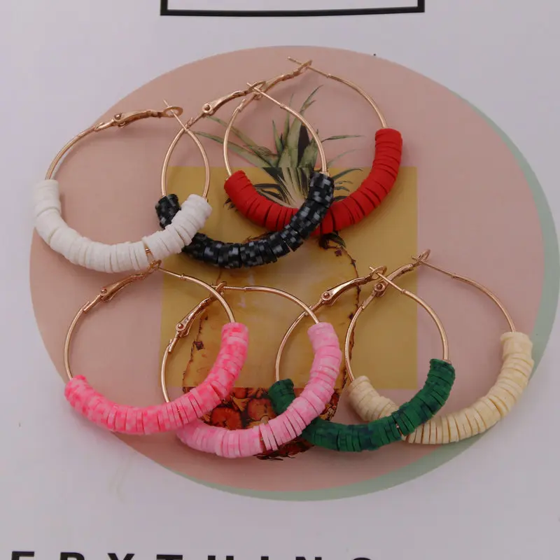 

Oorbellen Multicolor Clay Earrings For Women Earrings 2019 New earrings Bohemian Hoop Earrings Fashion New Jewelry Wholesale