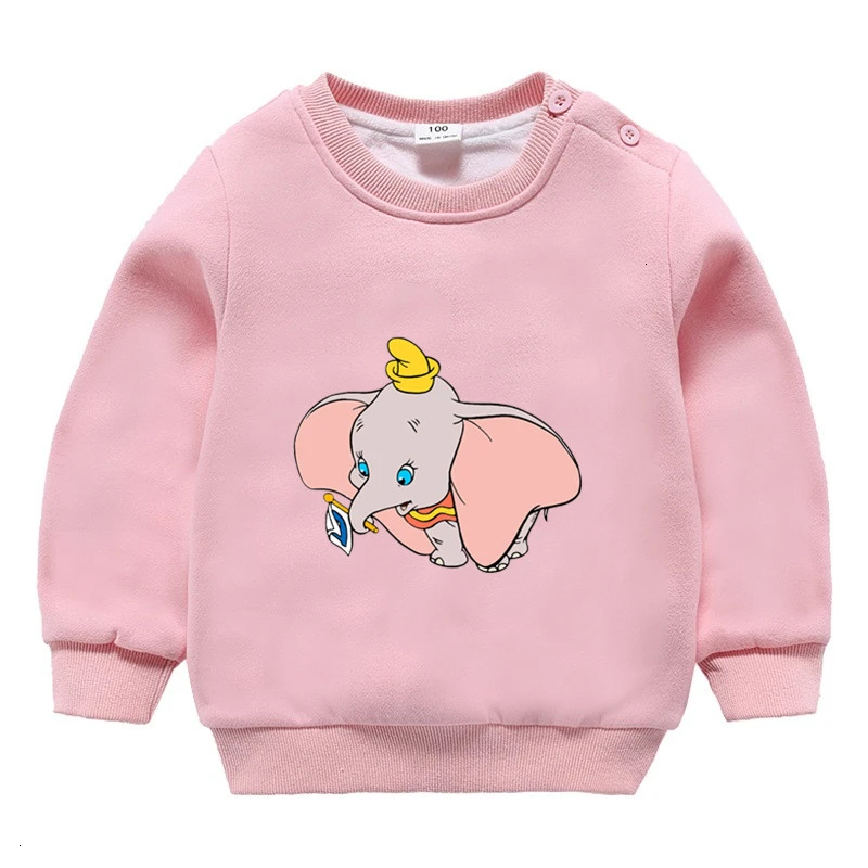 wholesale movie Dumbo winter Plus velvet Sweatshirt Boys Girls Funny lovely color Kid O-Neck Tops Children Cartoon Baby