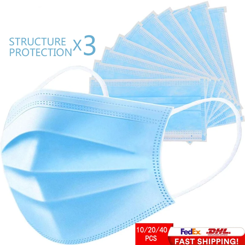 

3 Layers Disposable Mouth Face Mask Anti Dust Wearing Respirator Health Care Dust Protective Mask For Hair Salon Fast Shipping