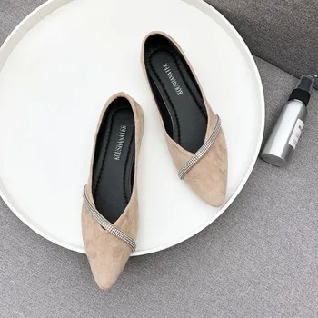 

Spring Bling Woman Flats Pointed Toe Slippers Slip on Bead Ladies Comfortable Loafers Casual Shallow Dress Pea Shoes J15-26