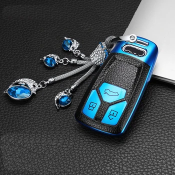 

Car Key Case For Audi 2016 2017 A4 allroad B9 Q5 Q7 TT TTS Key Bag Shell Cover Holder Keyring Keychain Accessories