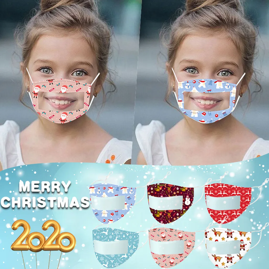 Рождественская маска для лица с прозрачным окном чтения губ masque enfant mondmasker wasbaar