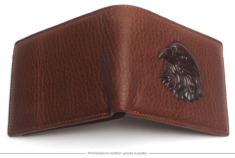 Eagle Head Embossed Wallet For Men Fashion Man Genuine Leather Wallets Cowhide Coin Purse