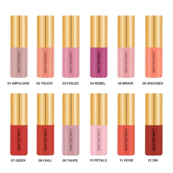

12 pcs/set Mini Velvet Matte Lip Gloss Waterproof Non-stick Cup Lip Gloss Lip Glaze Make Up New