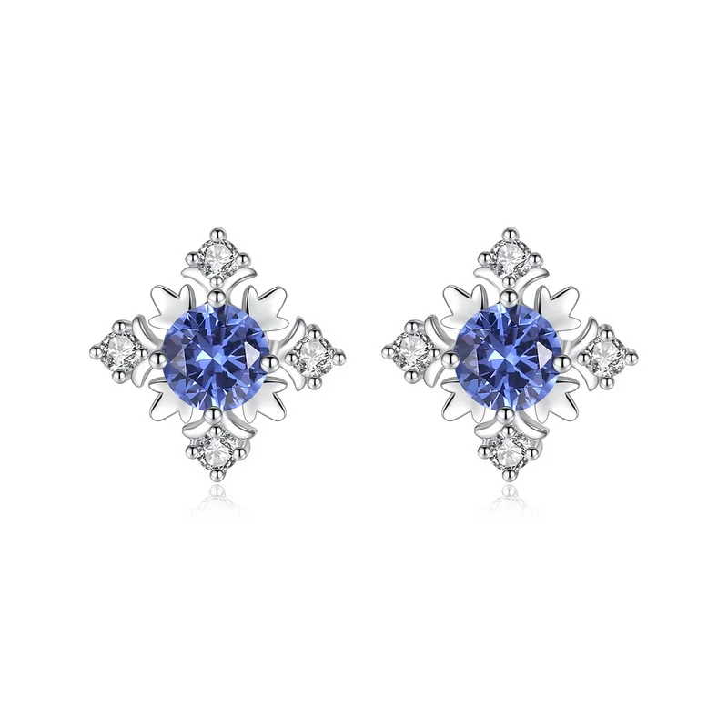 

New 2019 Genuine 100% 925 sterling silver inlaid gemstone stud earrings women high-end jewelry design wedding, commemorate