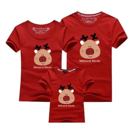 Red Одежда для всей семьи; рождественские одинаковые комплекты для семьи; футболка с короткими рукавами для мамы и дочки; семейный костюм; одежда для папы и сына - Цвет: Red