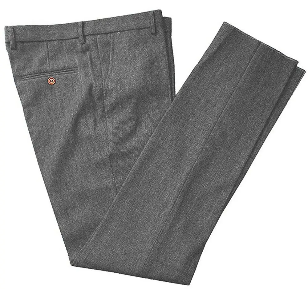 Classic mens pants Tweed Herringbone pants men dress pants Casual suit Trousers for wedding party Tailored Fit Brown Pants 5