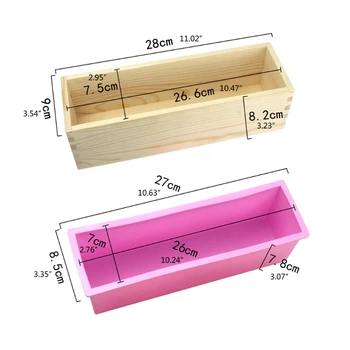 

1 Set Wooden Soap Loaf Cutter Mold and Soap Cutter Set Rectangle Silicone Mold GXMA