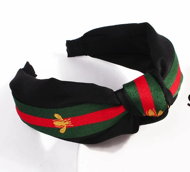 black hairband Новинка, ободок в полоску с бантиком и Пчелкой, оголовье для девочек, повязка на голову с бантиком для женщин, ободок для волос, кольца honey Designs, брендовые аксессуары для волос - Цвет: black hairband