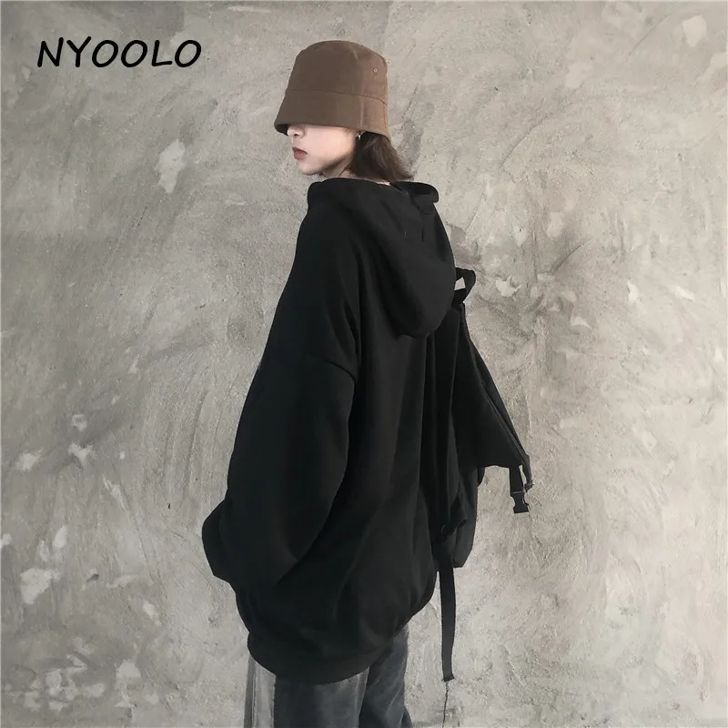 NYOOLO Harajuku уличная аниме Крылья Девушка толстовки с надписью Осень Свободный длинный рукав с капюшоном Пуловеры Толстовка для женщин и мужчин